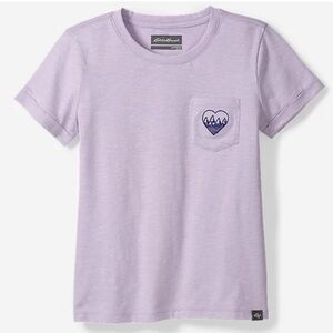 Eddie Bauer Purple One Pocket Crewneck Graphic Tee.  Sz Large